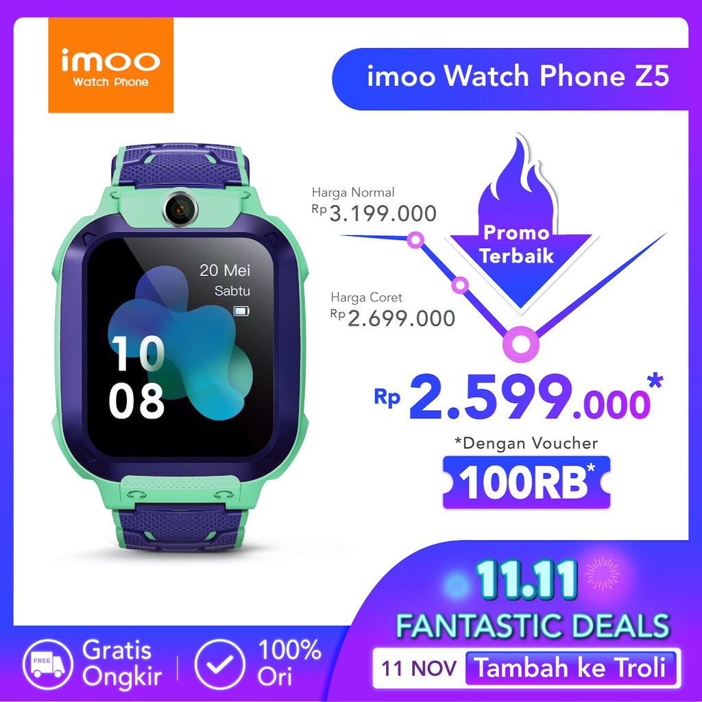 imoo Watch Phone Z5 Green HD Video Call / Jam Anak