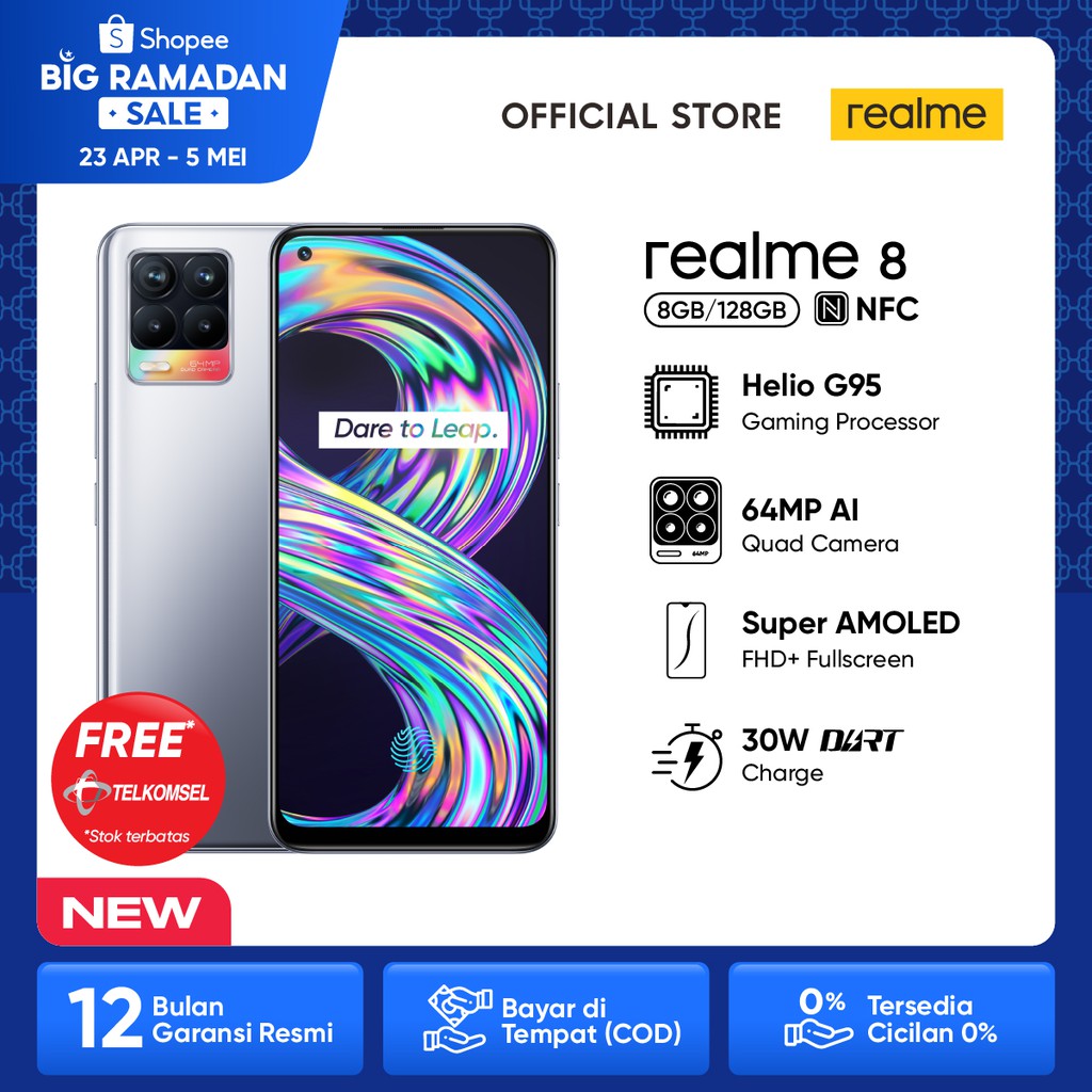 HP realme 8 8/128GB [Super AMOLED, 64MP AI Quad Camera, Helio G95