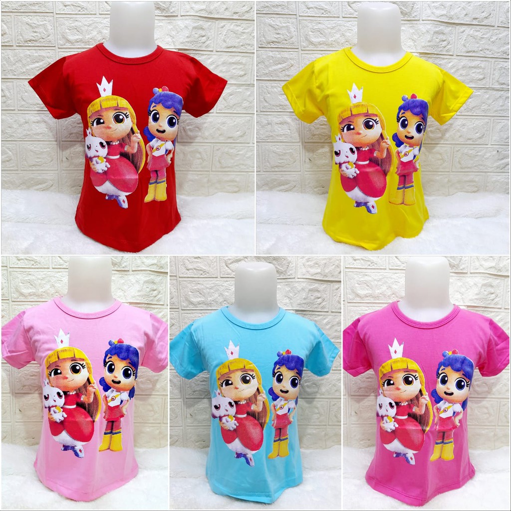 Kaos anak perempuan sablon 3D gambar Dancing & Sing with True