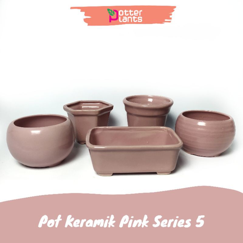 Pot Keramik Pink Series isi 5 Pot Keramik Tanaman Hias Bunga Kaktus