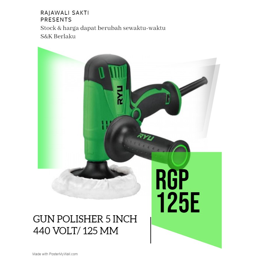MESIN POLISHER POLES 5 INCH RYU TEKIRO RGP 125E PLUS TATAKAN DAN WOL 5 INCH Shopee Indonesia