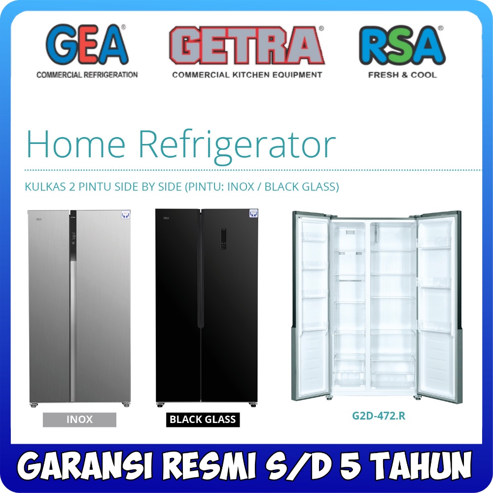 Jual KULKAS GEA SIDE BY SIDE G2D472 R KULKAS 2 PINTU FREEZER ORIGINAL
