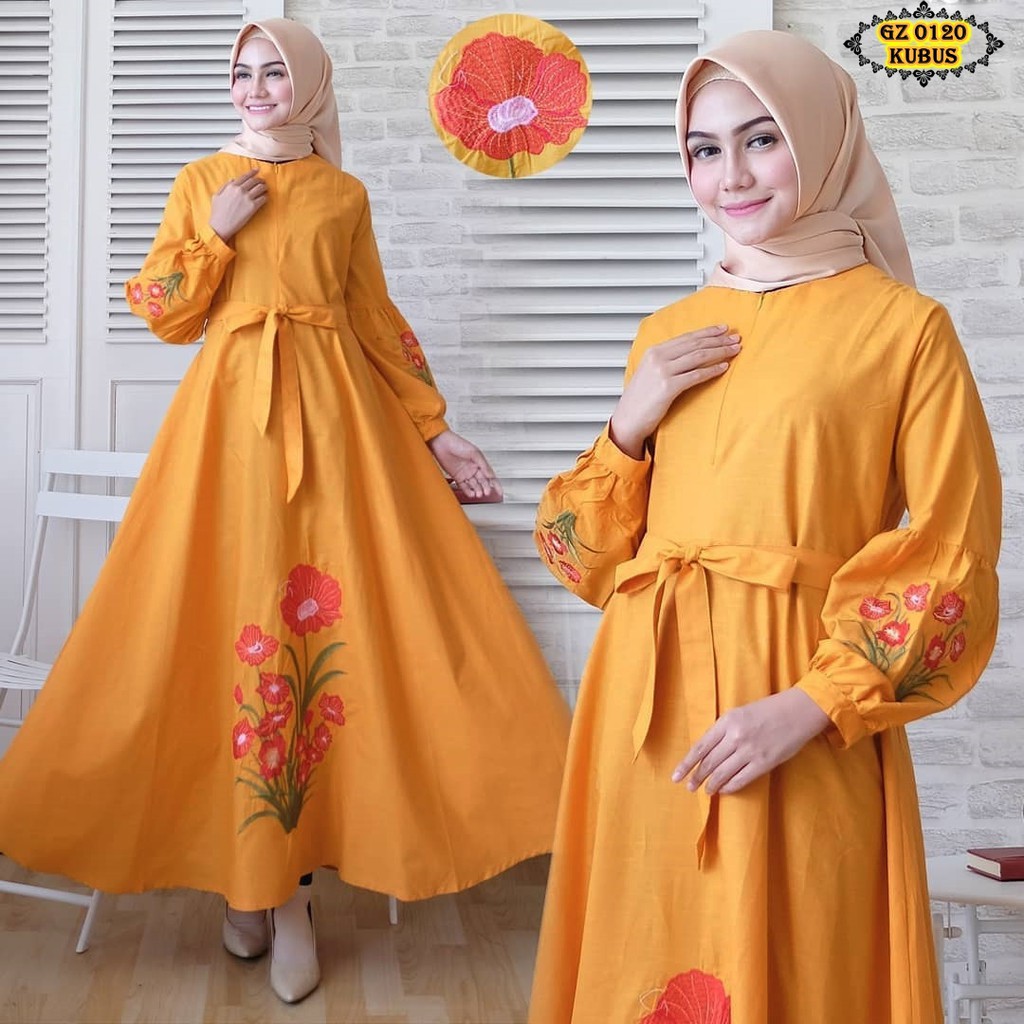 Gamis Bordir Katun Jepang GZ 0120 Kubus/ Gamis Remaja