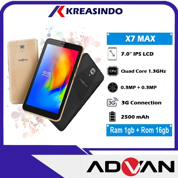 Advan X7 Max Ram 1gb Rom 16gb Tablet 3g 7" Garansi resmi