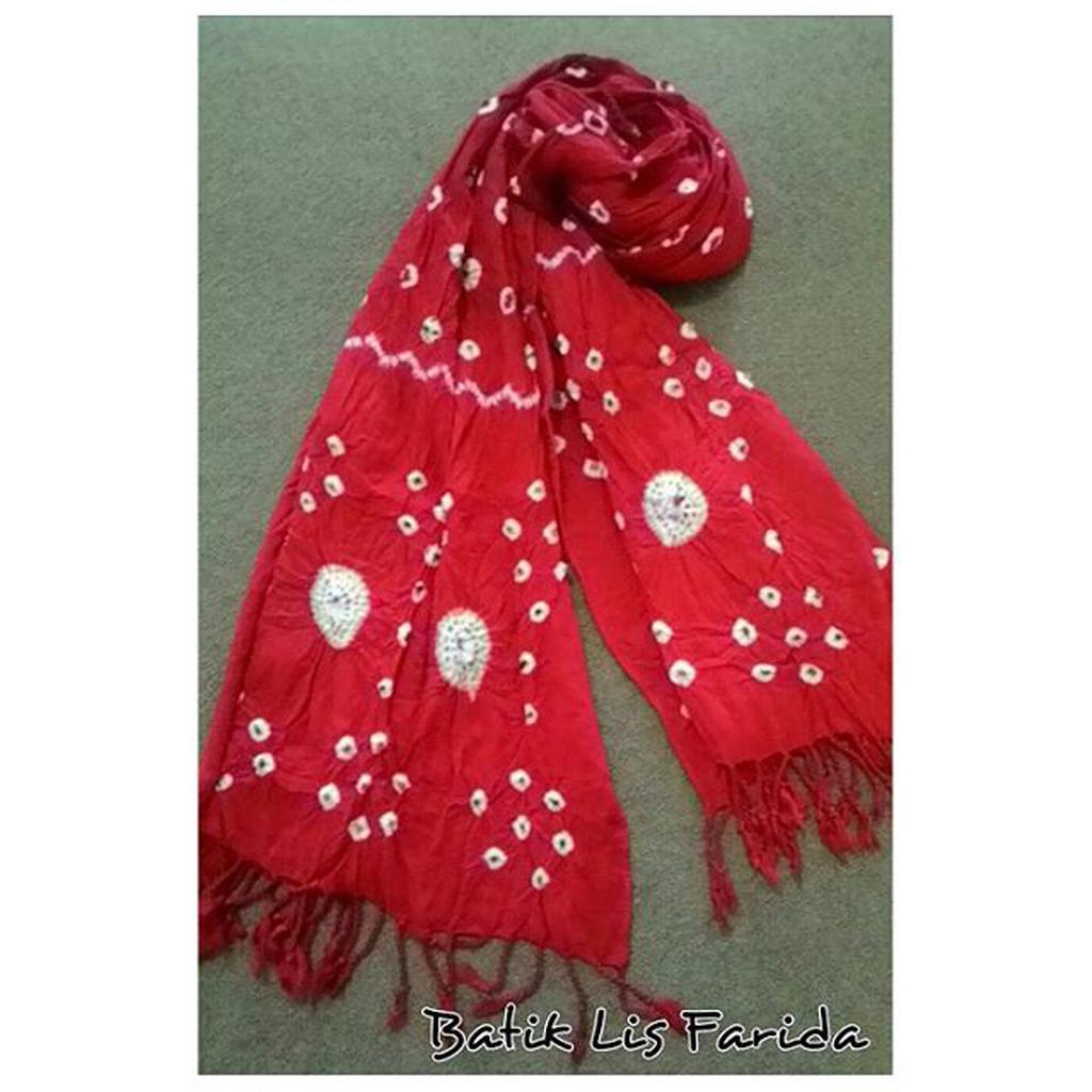 REMONG/SYAL BATIK JUMPUTAN HANDMADE WARNA MERAH | Shopee Indonesia