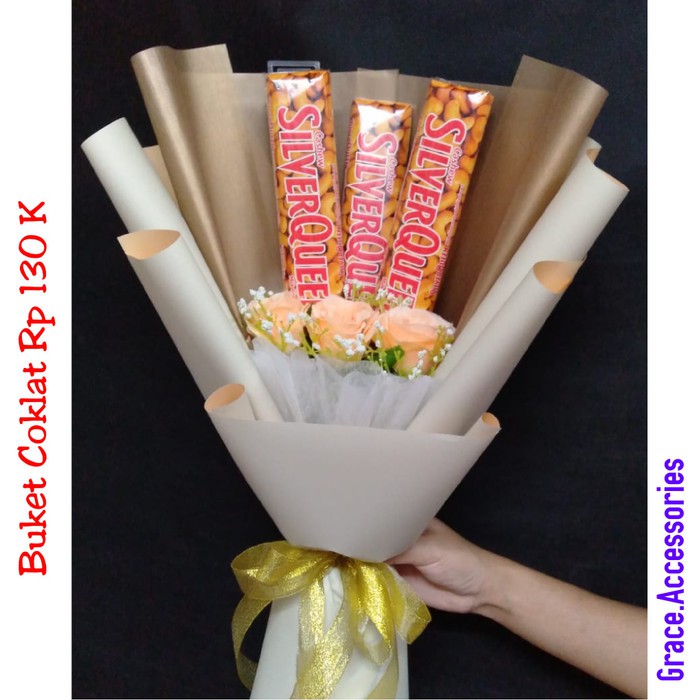 Jual Buket Bucket Bouquet Makanan Snack Coklat Silverqueen Hadiah Wisuda | Shopee Indonesia