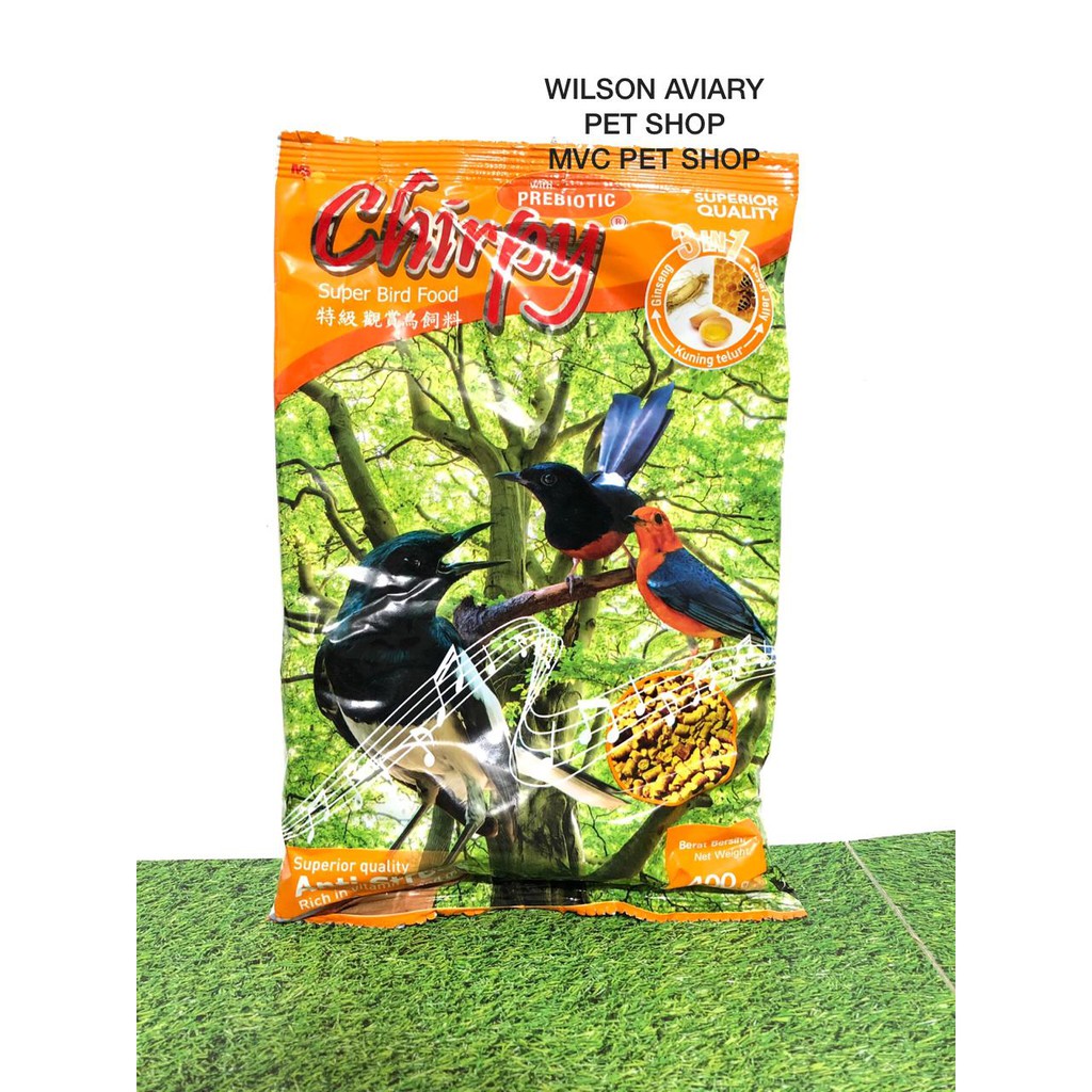 Jual Pakan Burung Voer Chirpy Coklat Kuning Prebiotic Superior 400 Gram | Shopee Indonesia