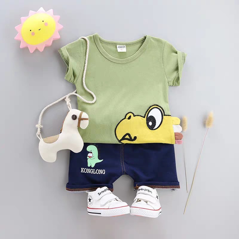 Setelan Kaos Anak DINOSAURUS 1 4 tahun Cowok Laki Laki