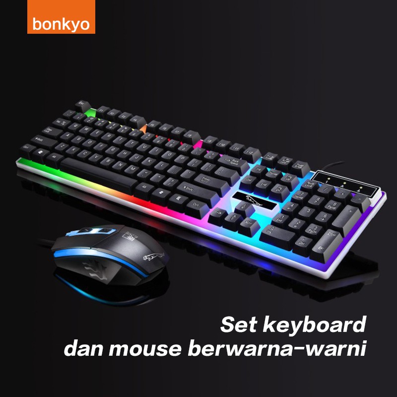 Bonkyo Paket Gaming Keyboard dan Mouse RGB / Set Gaming
