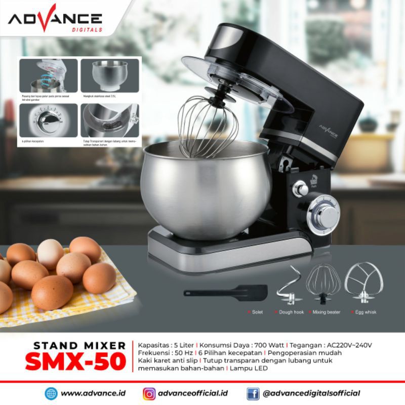 Jual stand mixer advance smx 50 kapasitas 5 liter smx50 Indonesia