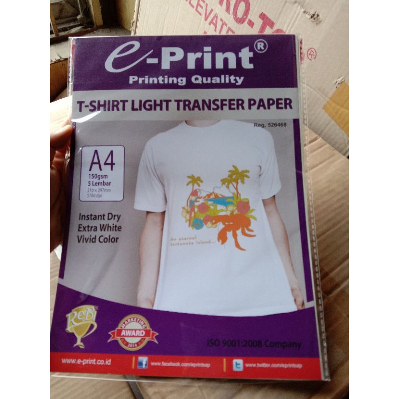 kertas print sablon baju / light t shirt transfer paper A4 | Shopee  Indonesia