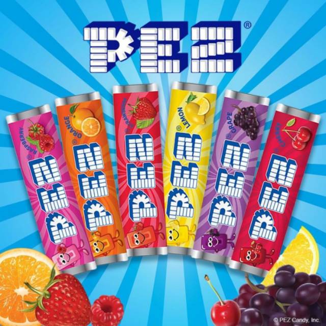 PEZ Candy Refill Cherry, Raspberry, Orange, Strawberry, Lemon, Grape
