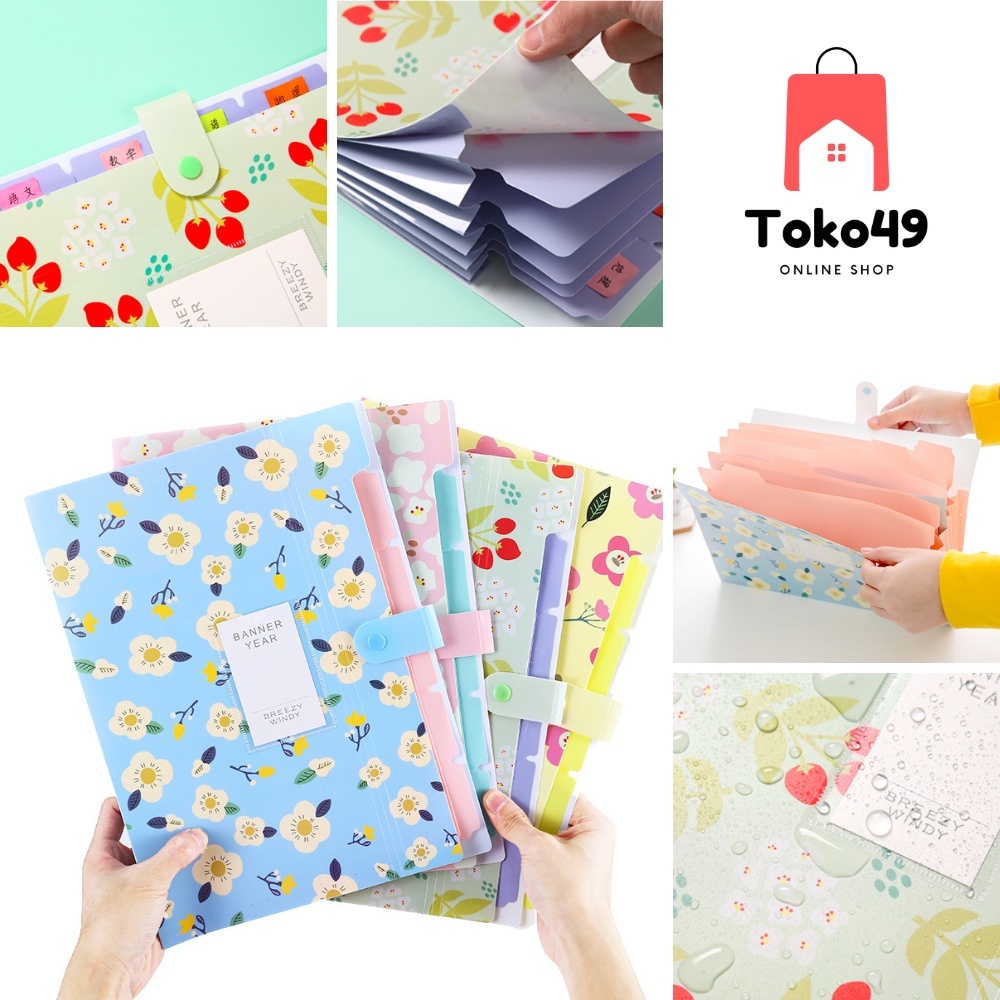 Jual Map Folder Tempat Penyimpan Kertas Dokumen Motif Bunga Cantik / Map File Plastik
