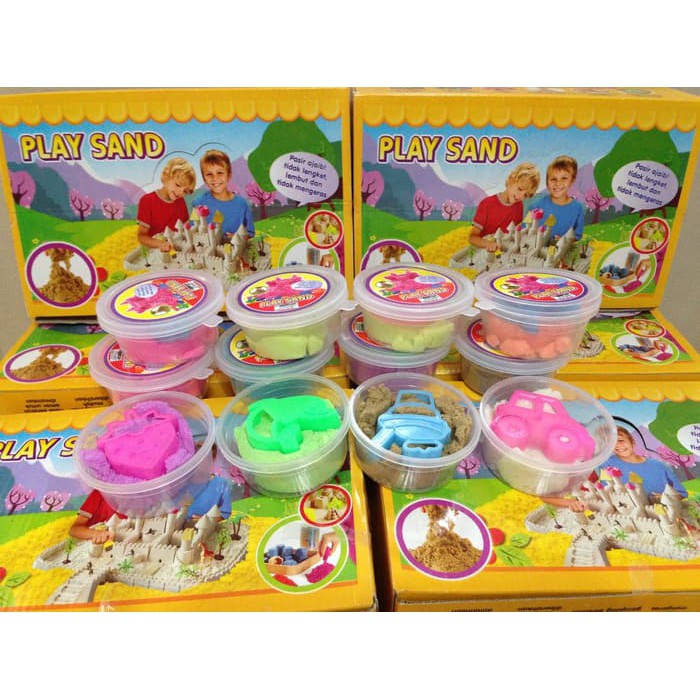 Jual Mainan Pasir Kinetik Tidak Berbau Dan Tidak Lengket / Mainan Pasir Ajaib Murah 12 Warna Warni | Shopee Indonesia