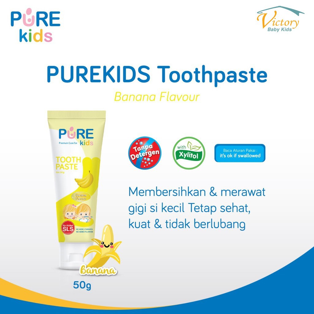 Jual Pure Kids Toothpaste 50g Odol Anak Banana Flavour Pasta Gigi