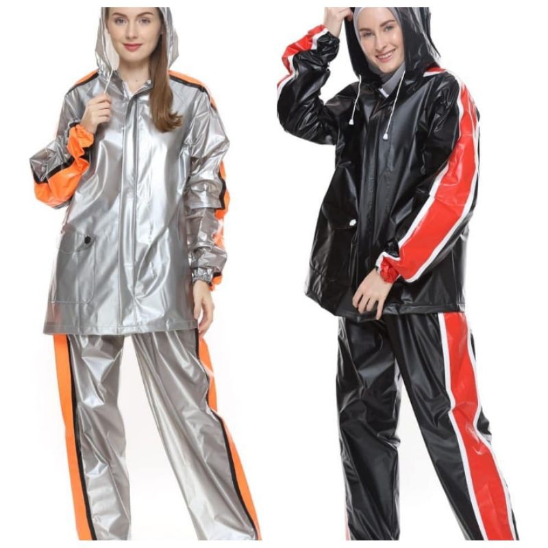 Jas Hujan Wanita Pria Bahan Pvc Allsize Merk Raincoat