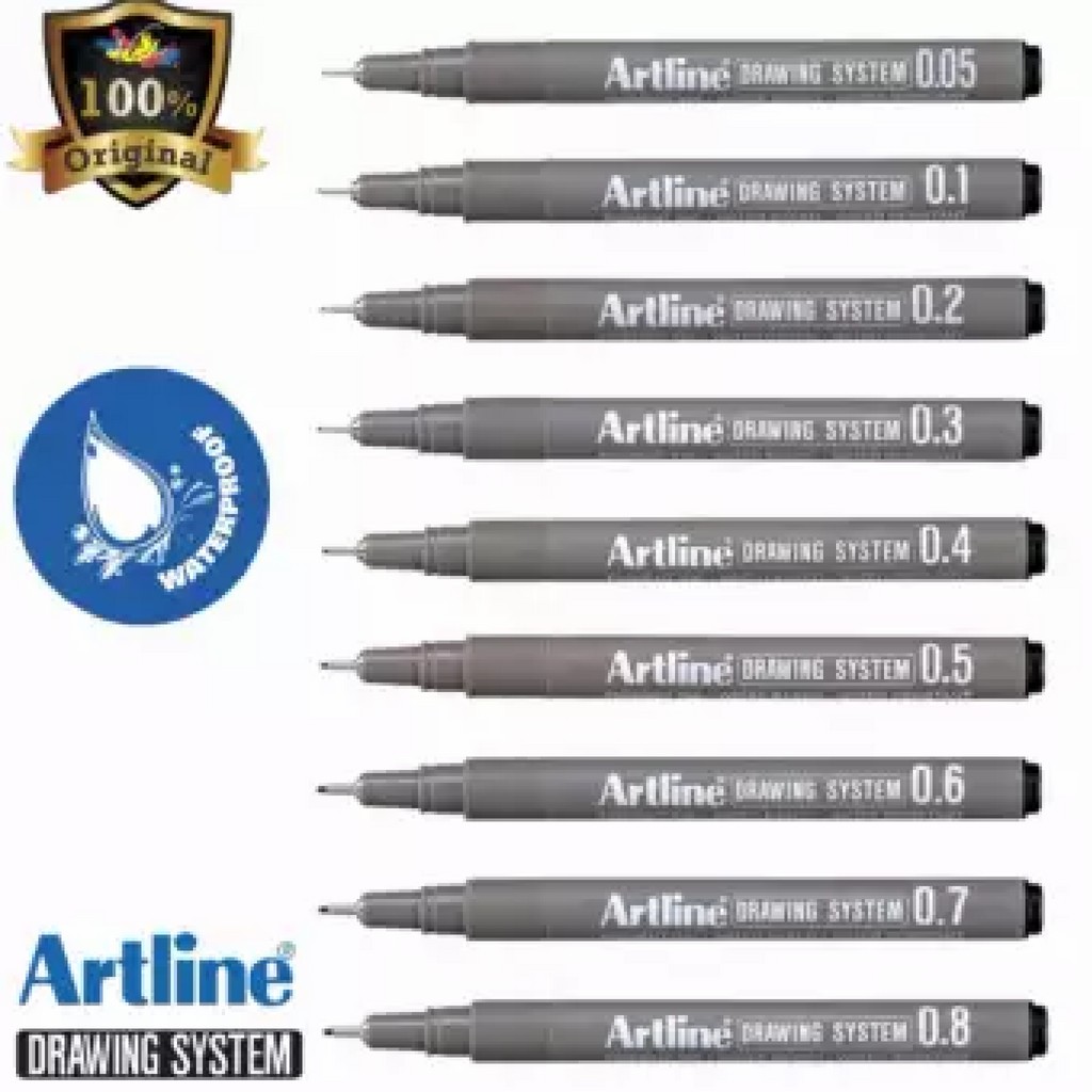 Minicart Artline Drawing System Drawing Pen 0.05 0.8mm Black Shopee