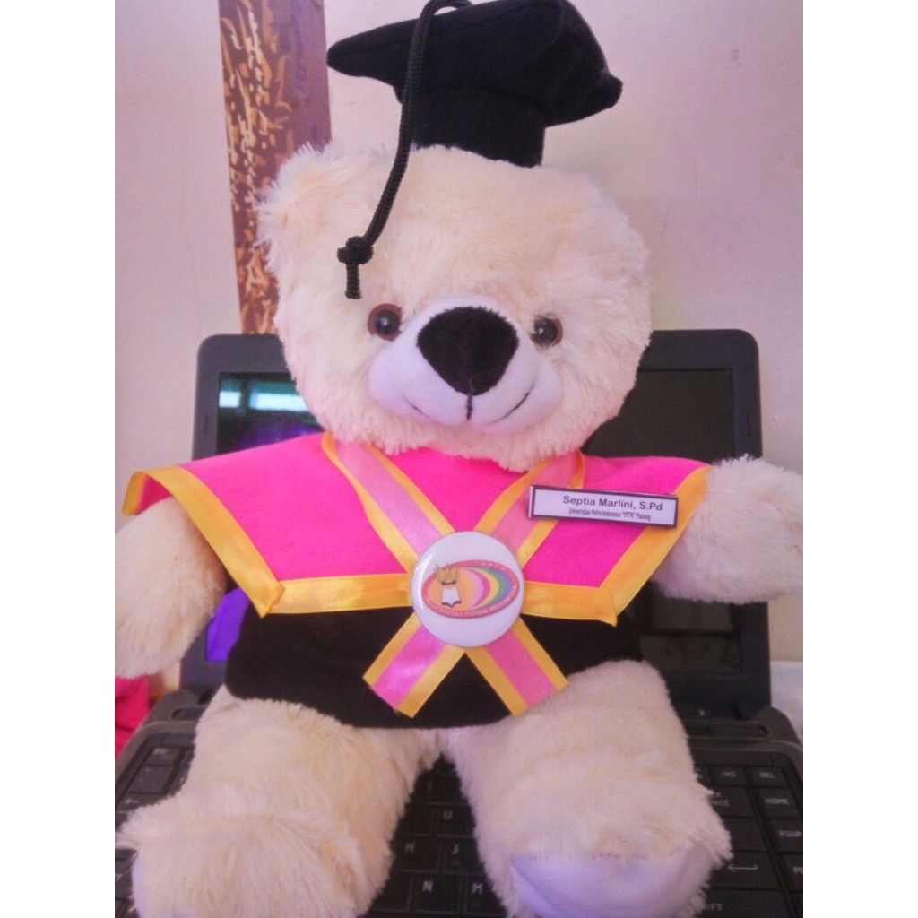 Jual Hadiah Wisuda Boneka Teddy Bear Wisuda Cream Medium Kado Graduation Sidang Skripsi Kecil Murah Tedy Indonesia|Shopee Indonesia