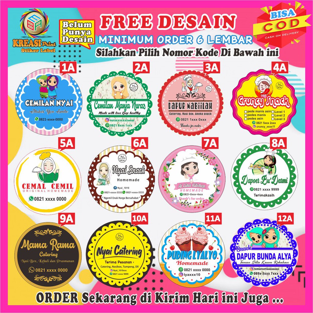 Jual Cetak Stiker Label Produk Kemasan Makanan Minuman Sticker Kue