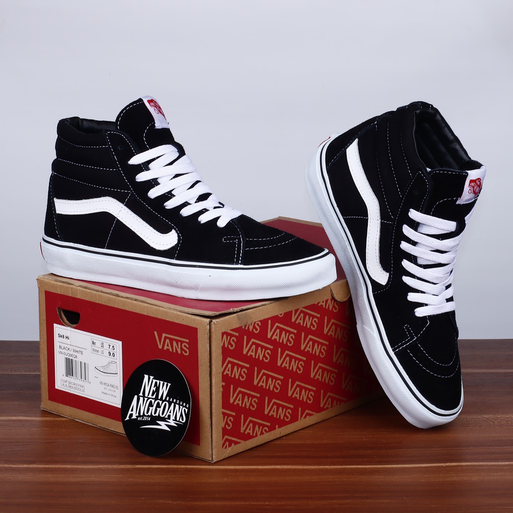 Sepatu Vans SK8 Hi High Classic Black White Hitam Putih Sneakers