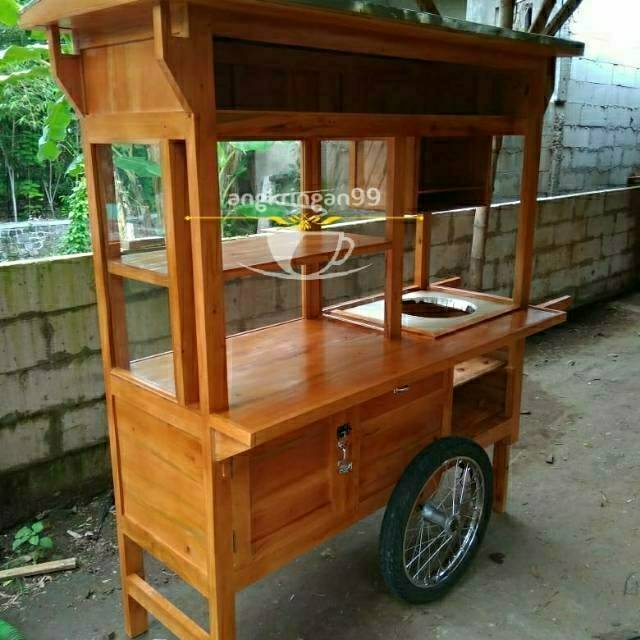 Jual gerobak kayu rombong bakso mie ayam soto sate bubur seblak kupat