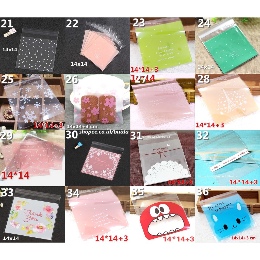 Plastik Motif 14x14 Seri 2 Kantong OPP Fancy Wrapping Packaging Cake