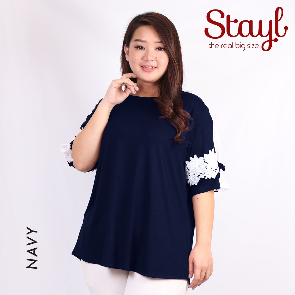 Jual Blouse Wanita LD 114 Big Size Mix Renda Brokat Atasan Jumbo