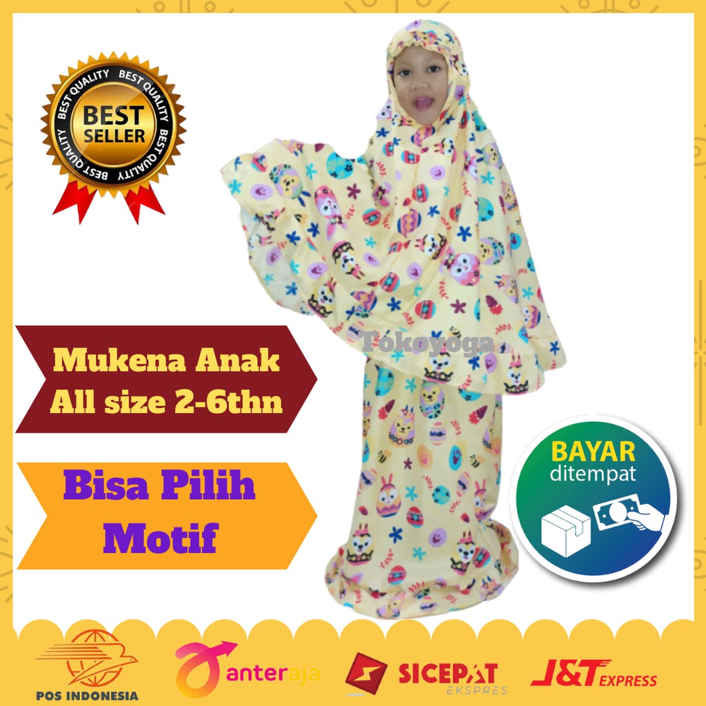 Mukena Anak Balita bayi perempuan cewek katun motif karakter usia 2
