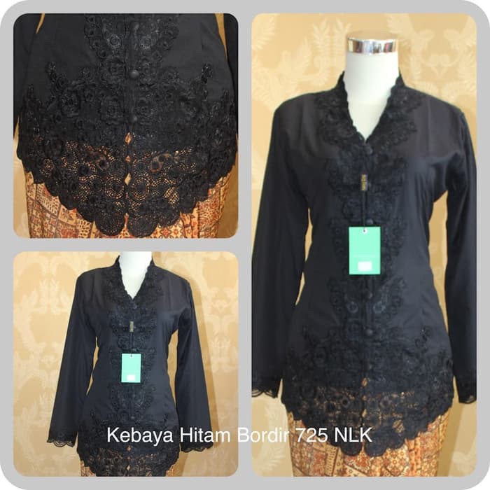 Jual Kebaya Anggun Kebaya Katun Hitam 725 NLK Ukuran M 5L Hitam M