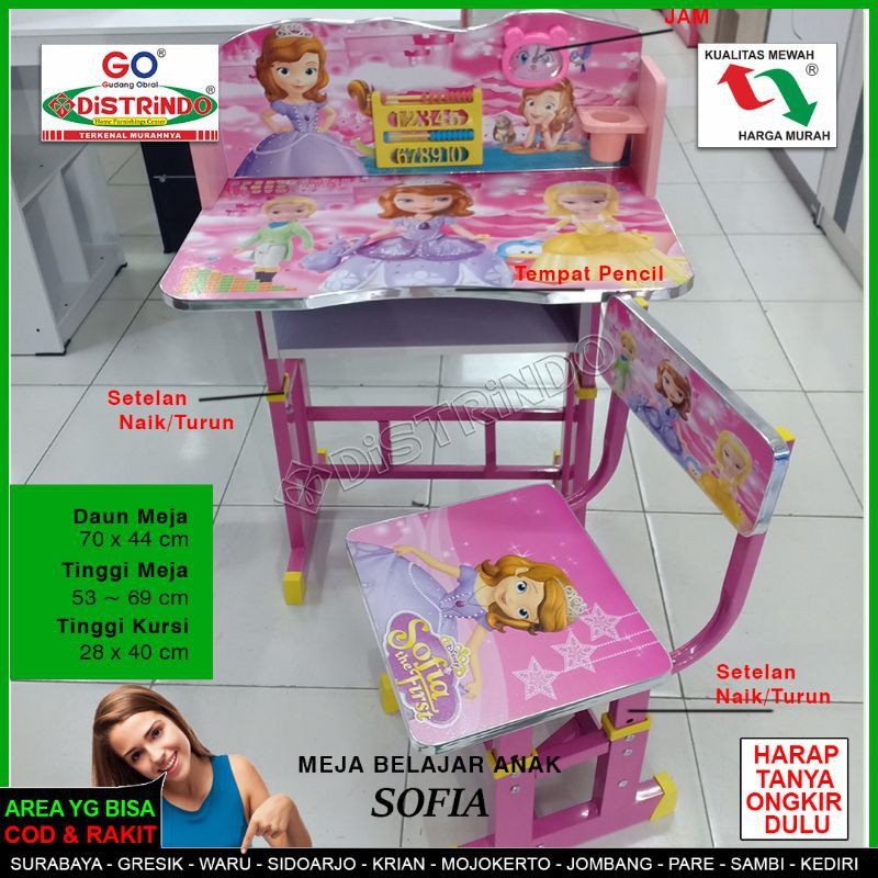 Meja Belajar Balita Import Gambar Karakter Bisa dipilih