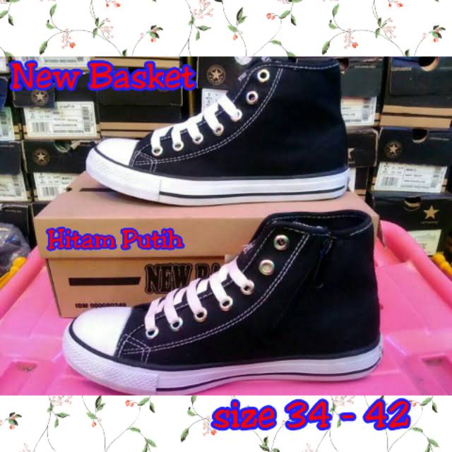 New Basket / Sepatu Sekolah / Hitam Putih / Sepatu warrior | Shopee  Indonesia