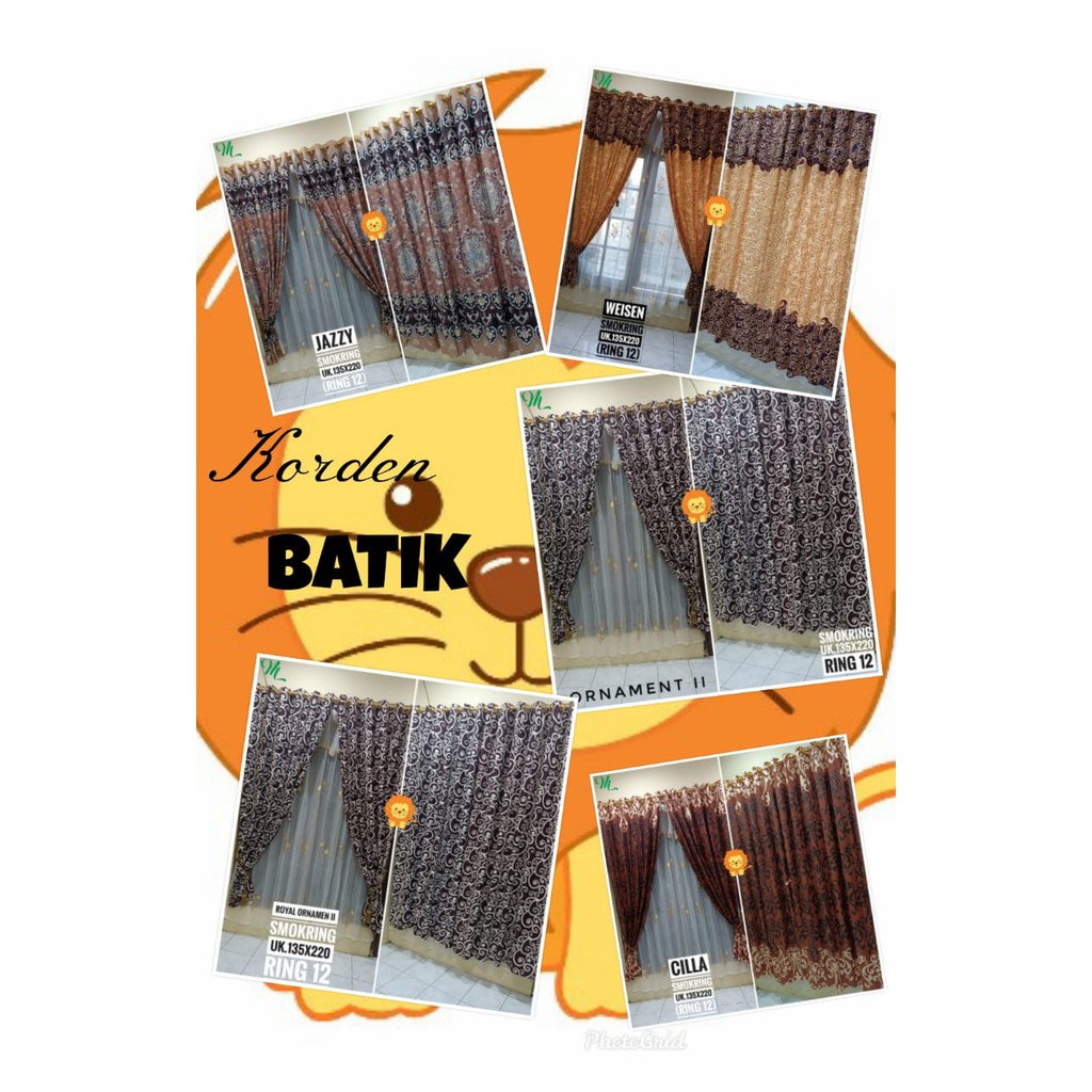 Korden Batik Murah Gorden Smokering 12 Ring 6 Gelombang 130x220