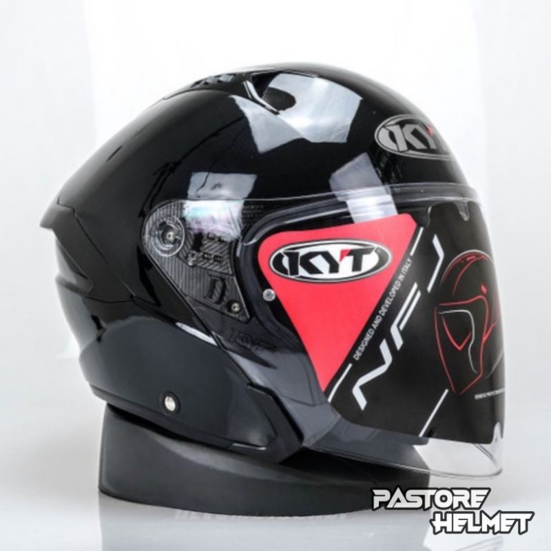 Jual Helm KYT NFJ Black Glossy / NFJ Hitam Glossy / KYT Half Face / Produk Original KYT Shopee