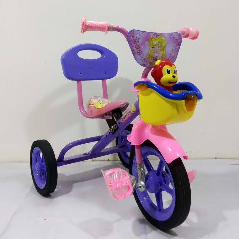 Sepeda Roda Tiga Anak PMB 13 Tahun Ban Karet Sandaran Monkey Musik