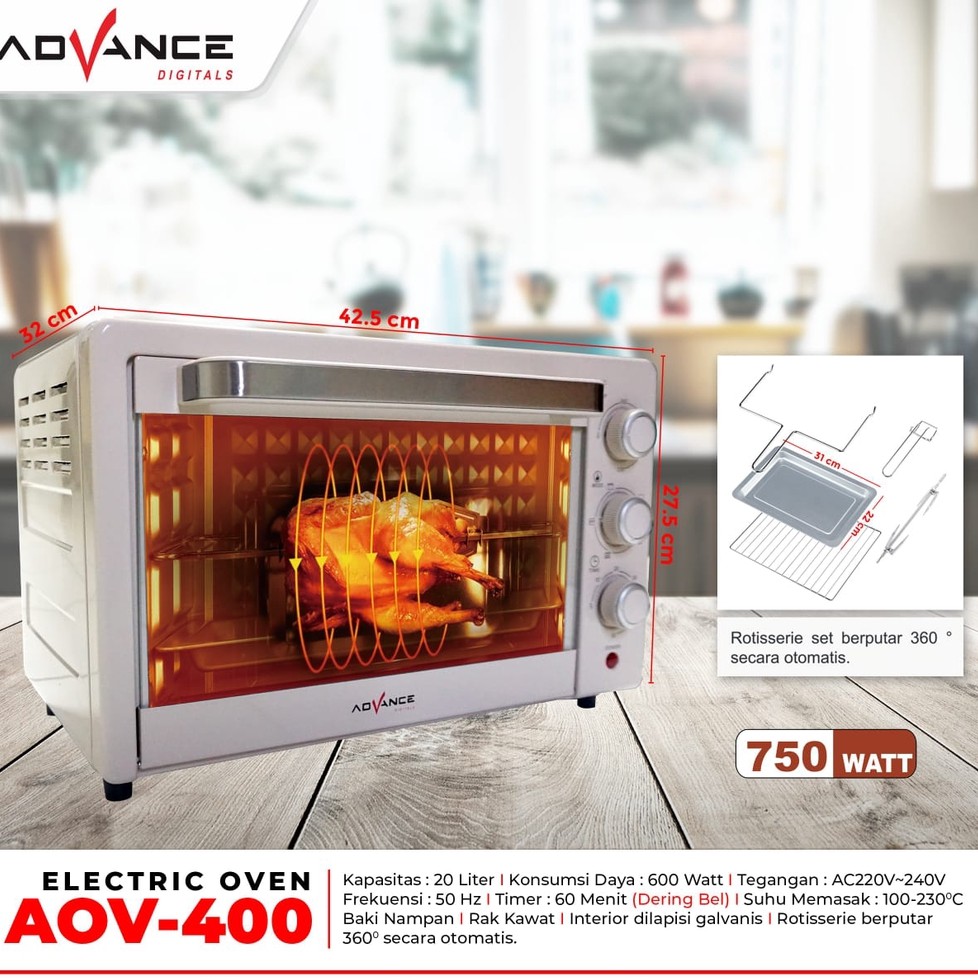 Jual ADVANCE Electric Oven (Oven Listrik ) AOV400 Kapasitas 20L