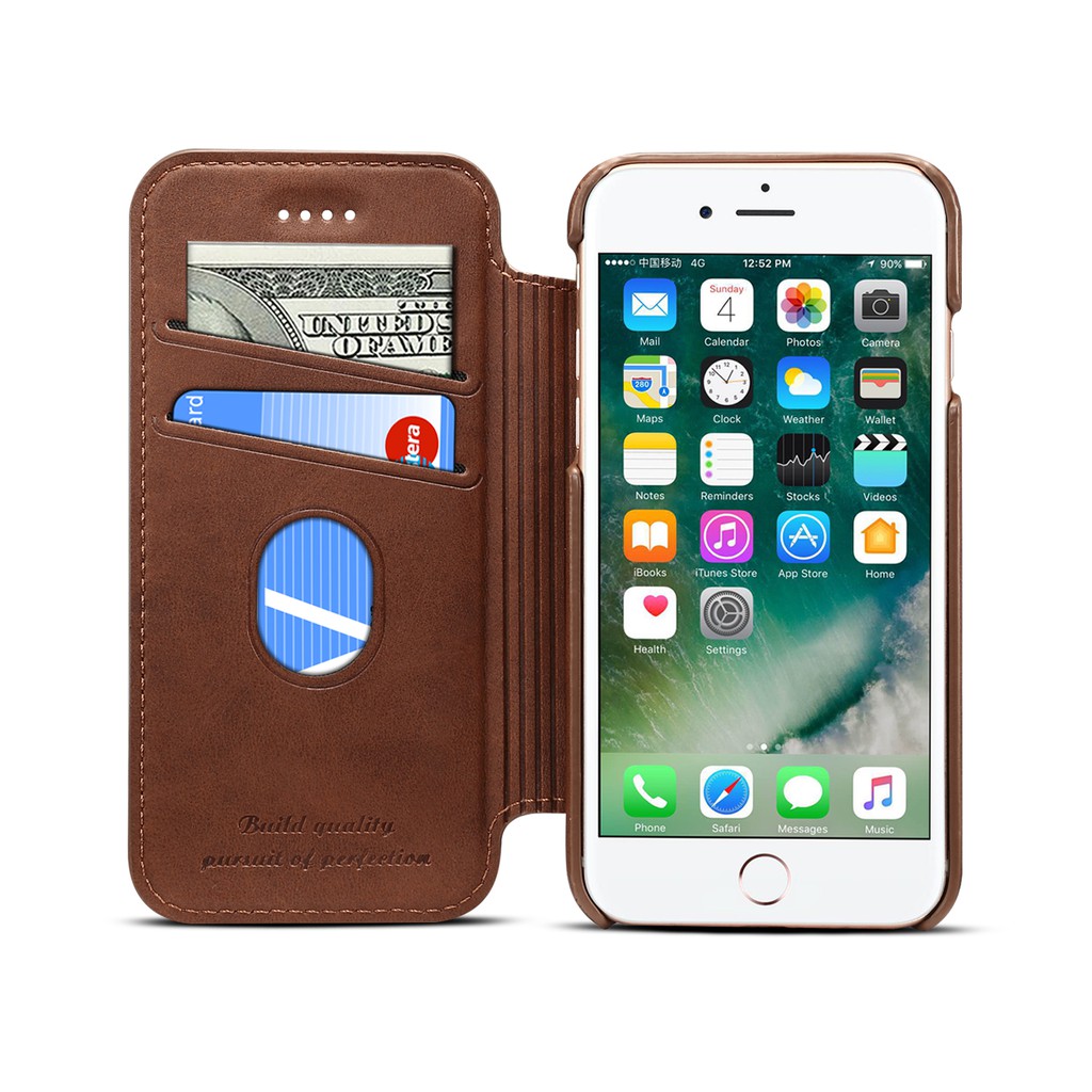 Jual Suteni Leather Flip Case Iphone 8 / 7 / 6 / 6S / Se 2 / Se2 Card Slot Casing Kulit Cover Wallet Q02 | Shopee Indonesia