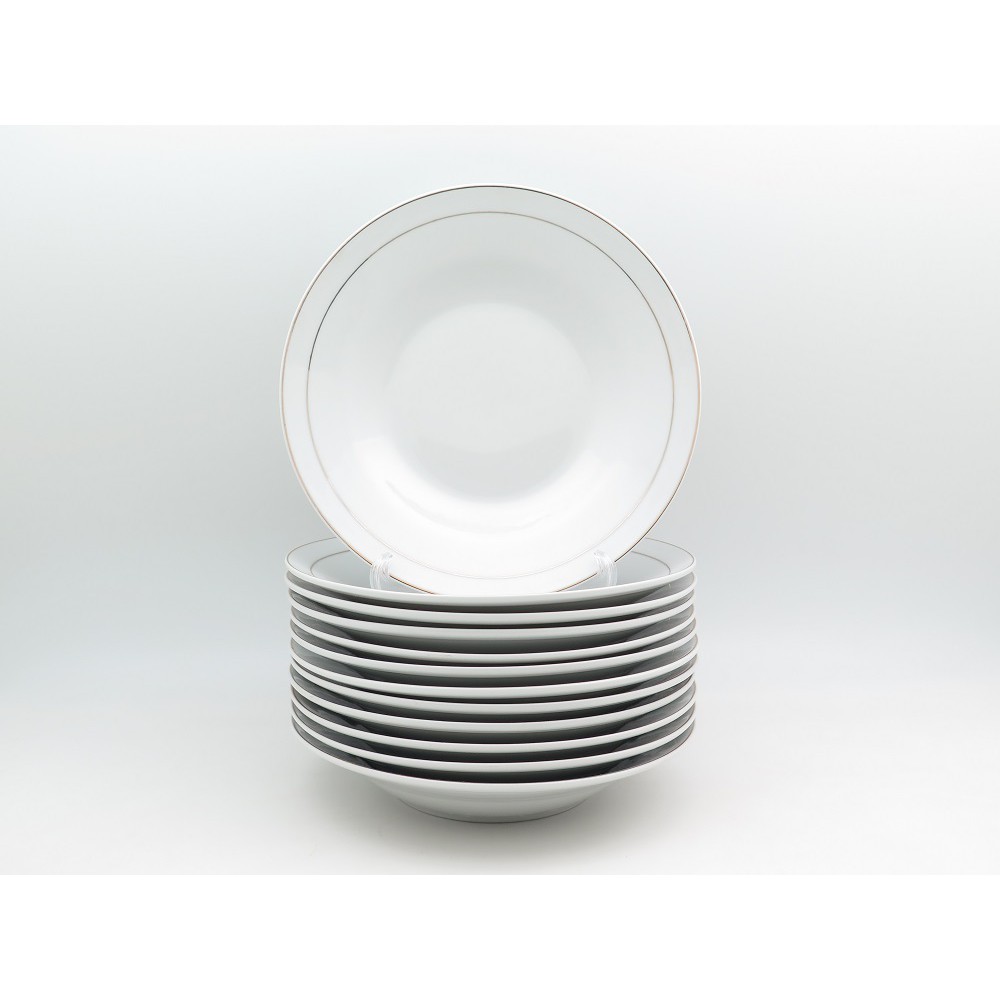 Piring makan Cekung 9 inci Lis Emas 1 lusin Shopee Indonesia