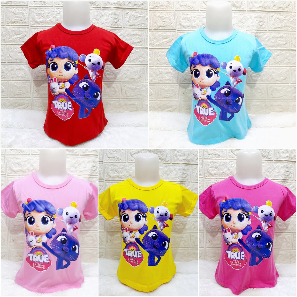 Kaos anak perempuan sablon 3D gambar Dancing With True and Friends usia