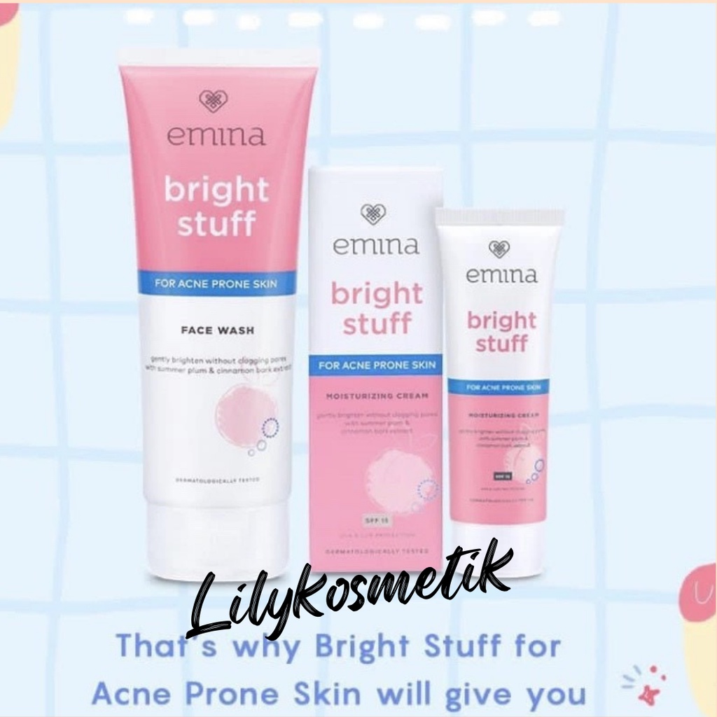 Jual Emina Bright Stuff for Acne Prone Skin Moisturizing Cream Acne