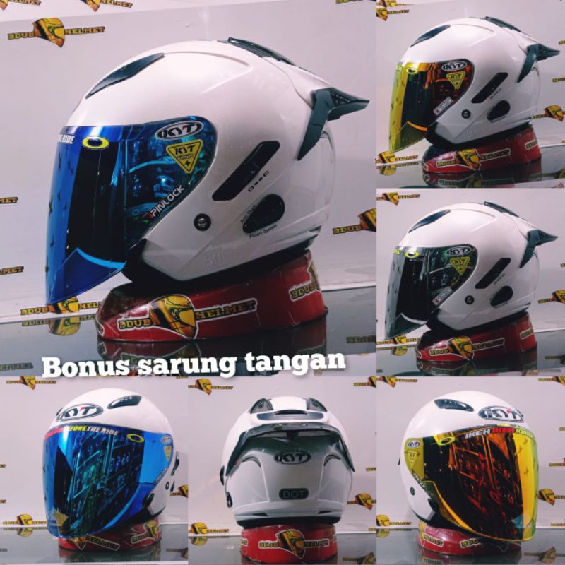 Jual helm Kyt galaxy flat r solid whiteputih paket ganteng 100