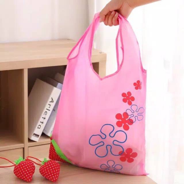 Tas Belanja / Keranjang Belanja Lipat Strawberry Unik Murah Shopee Indonesia