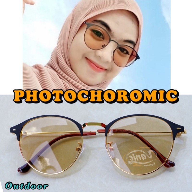 Jual Frame Kacamata 1920 Photochoromic Photobrown Warna Coklat Siang Malam Outdoor Photocromic Hitam Gold | Shopee Indonesia