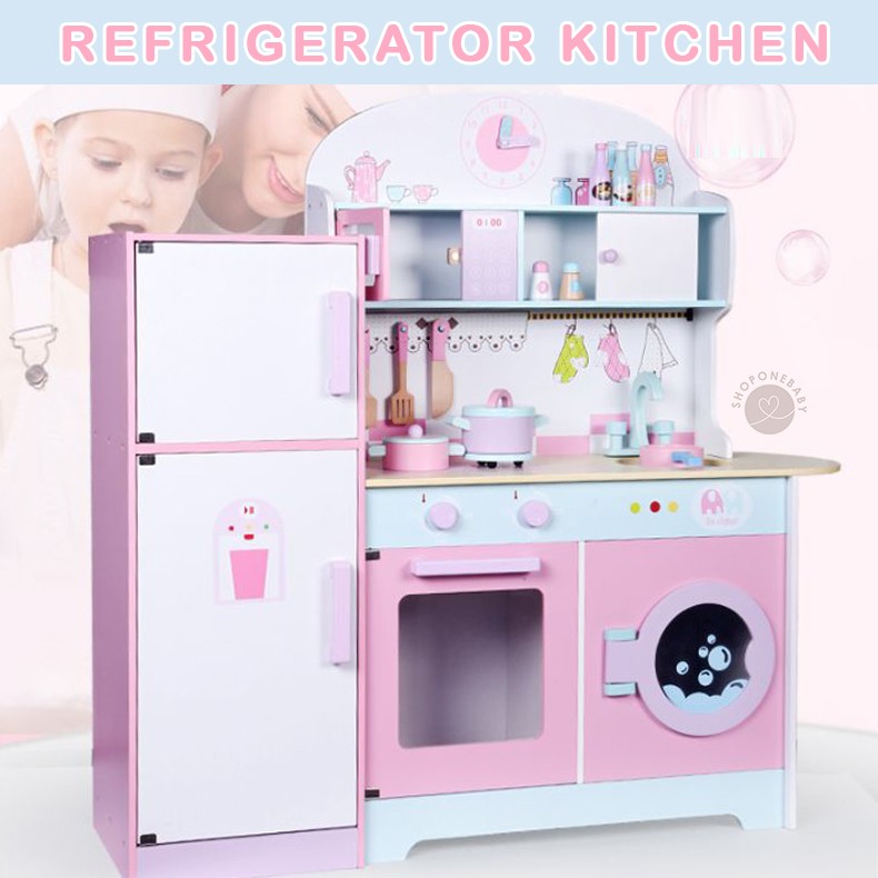 Jual Refrigerator Kitchen Set Wooden Toys Girls Toy Food Pretend Play Mainan Anak Masak Masakan Dapur | Shopee Indonesia