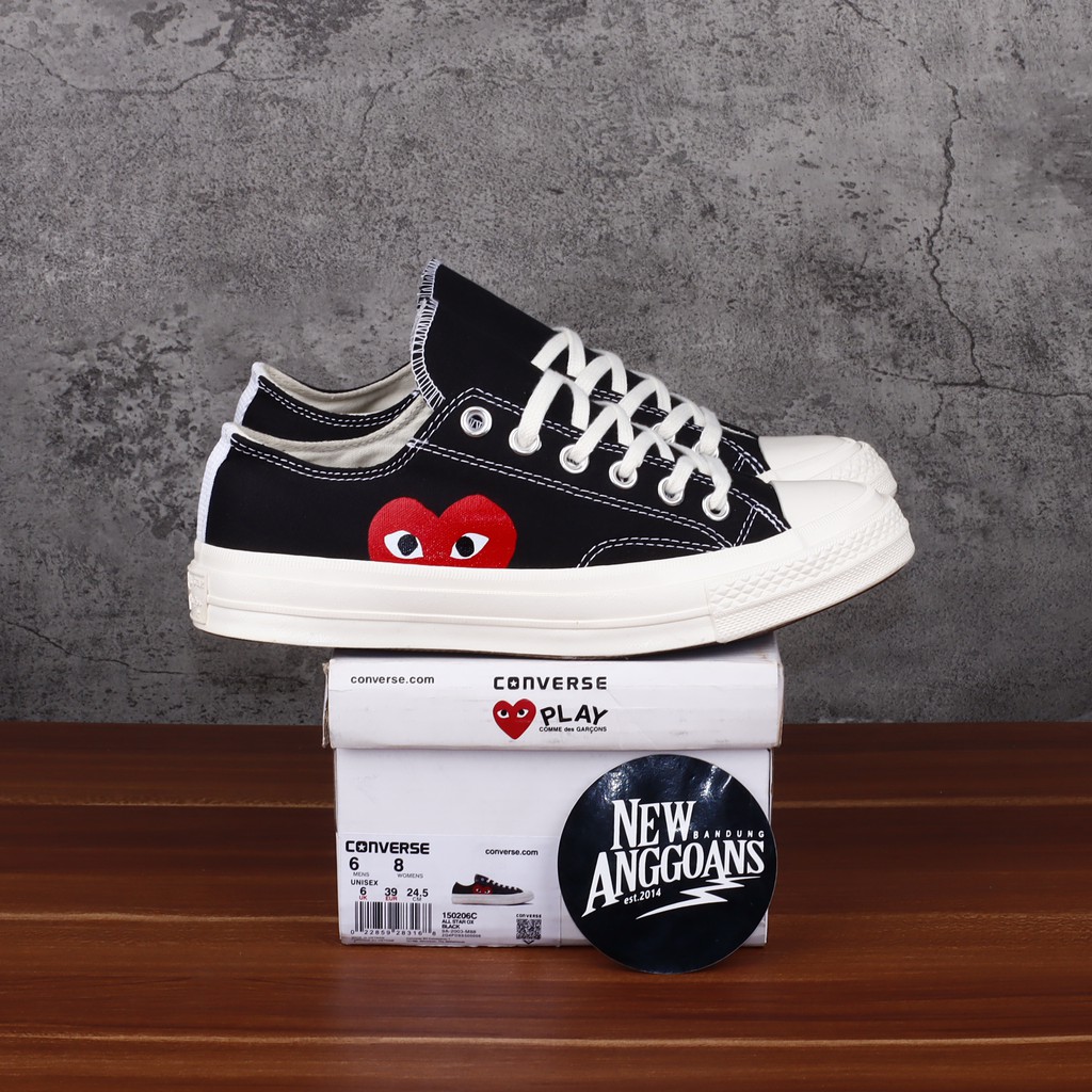 Jual Sepatu Converse X Cdg Play Comme Des Garcons Black White Low Ox Bnib | Shopee Indonesia