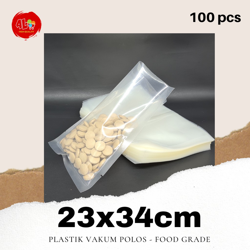 Plastik Vakum Polos 23x34cm Vacuum Bag Sealer Kemasan Makanan Frozen