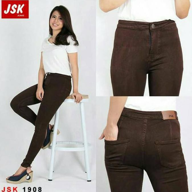 Jual Murah!! Celana Panjang Jeans Coklat Wanita / Haighwaist Jeans Cewek Original | Shopee Indonesia