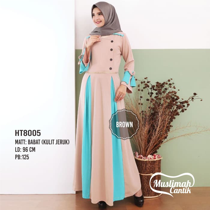 15+ Trend Terbaru Gambar Gamis Polos Kombinasi 2 Warna Lalinessa