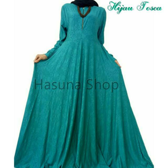 Baju Gamis Hijau Tosca Jilbab Voal