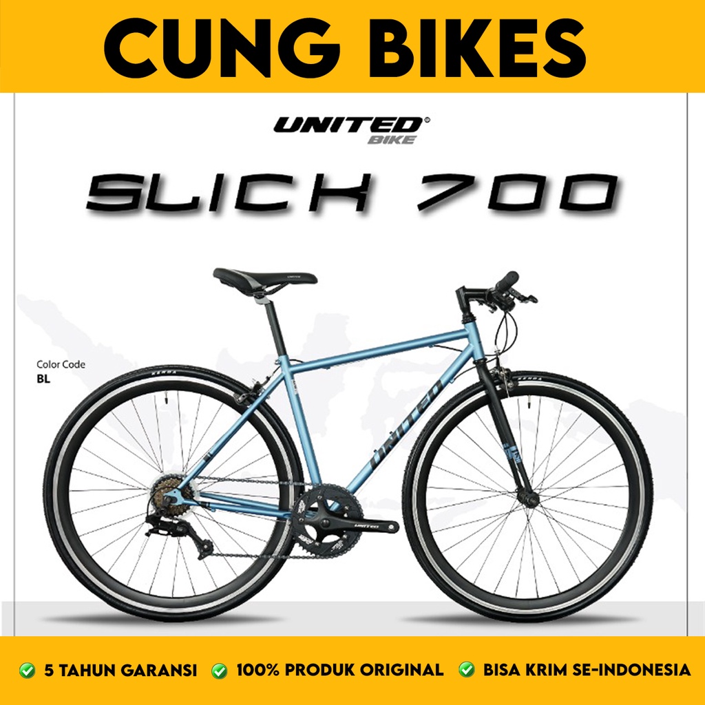 Jual Sepeda Hybrid Fixie Road Bike UNITED SLICK 700 C 8 Speed Indonesia