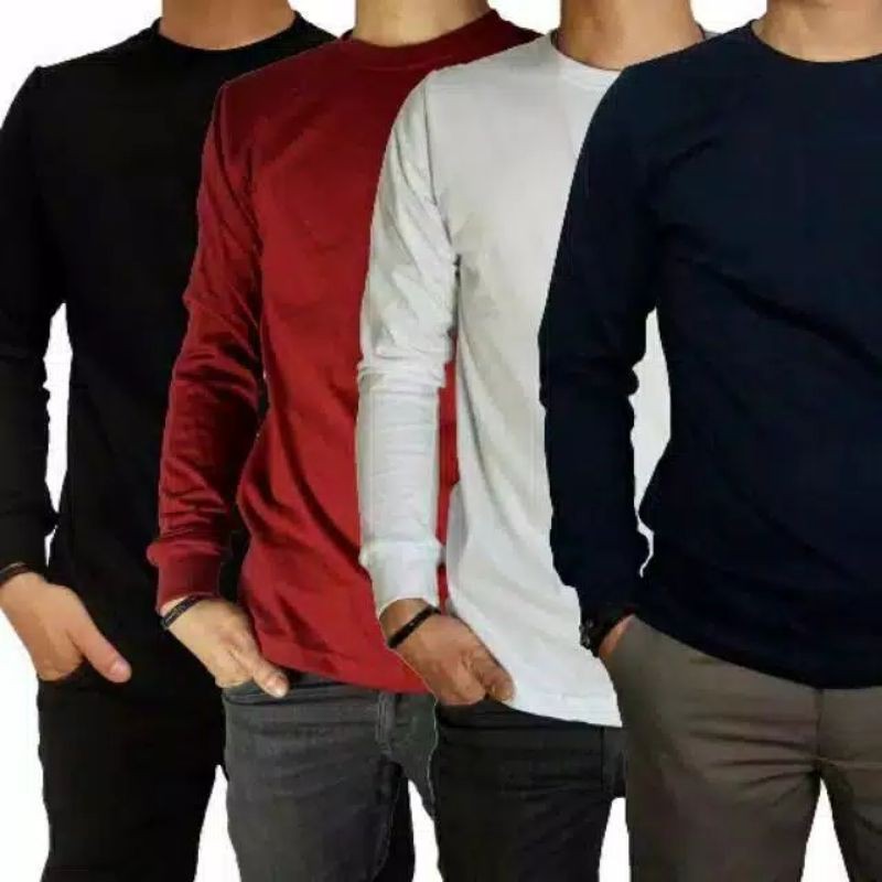 Kaos Polos Lengan Panjang Pria Wanita Longsleeve Cotton Combed 30s
